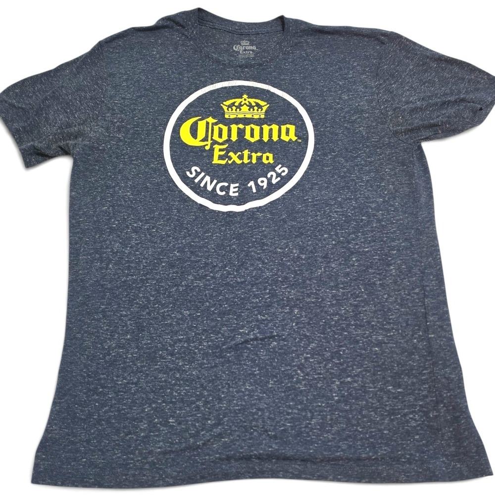 Corona Extra Graphic T-Shirt Men's L Navy Heather Tropical Beach Vacation Travel